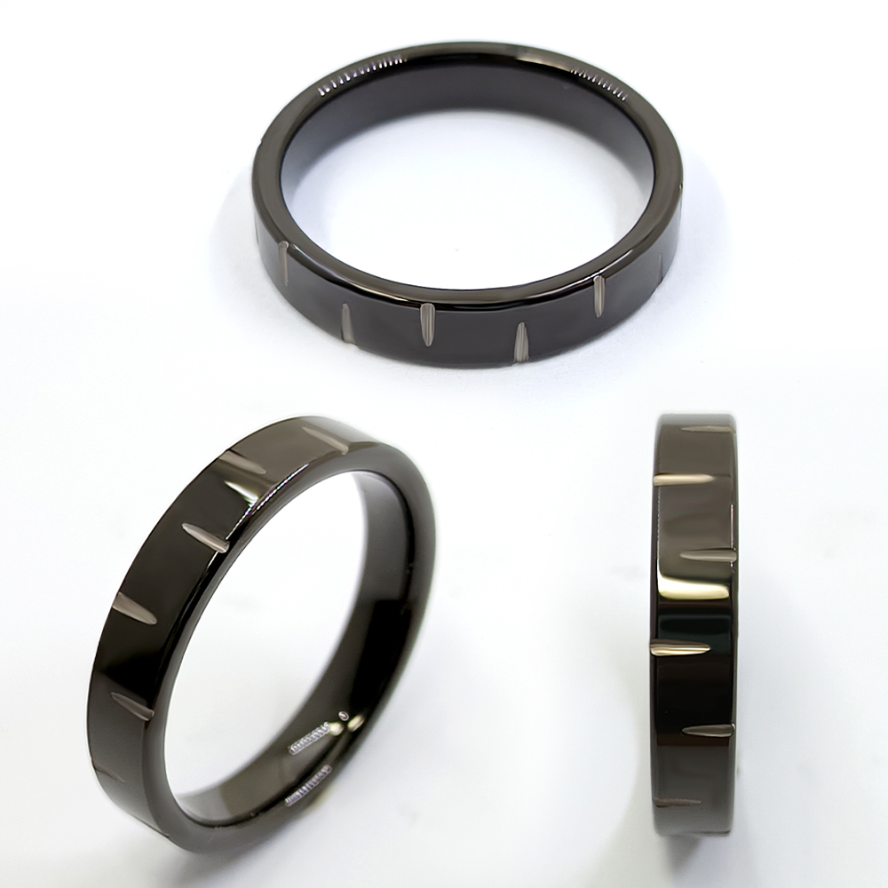 Truegold Hundezähne Gravur Schwarz 4mm Wolfram Ring