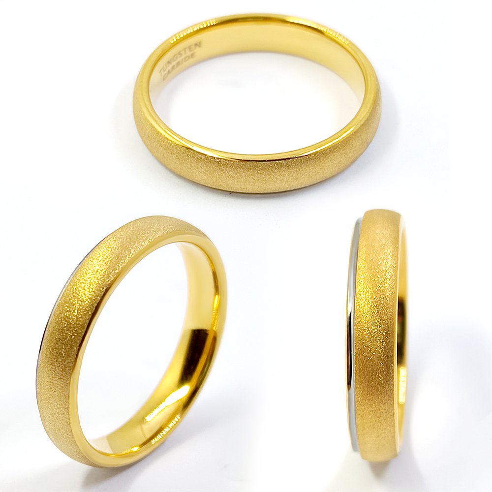 Truegold Sandbürste Teilweise 18 Karat Vergoldung Wolfram Ring für Frauen