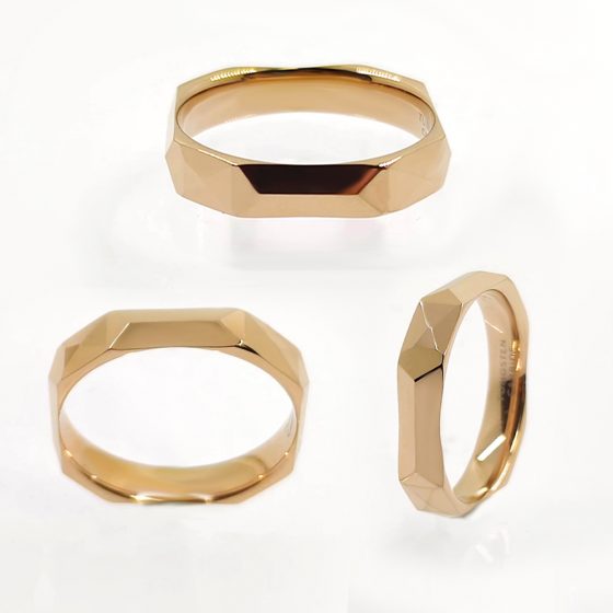 Truegold Faceted Square Tungsten Ring with Rose Gold Plating