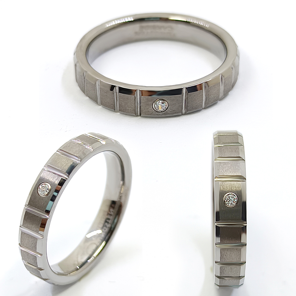 Truegold Line Gravur Wolframring mit CZ