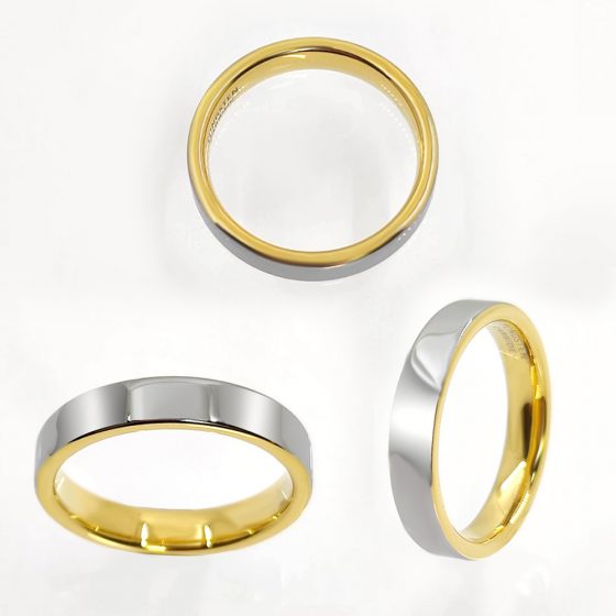 Truegold Polished Flat Partial Plating Tungsten Ring