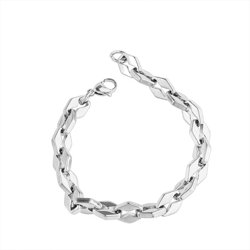 Simple Gold Plated Rhombus Link Chain Bracelet for Men and Women Classic Elegant Design