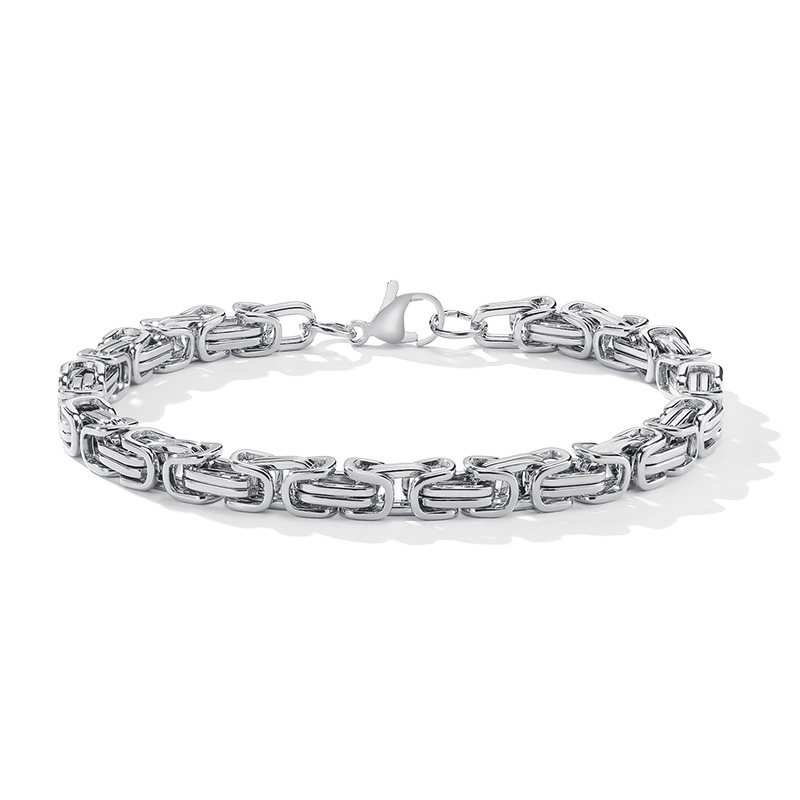 Truegold Men’s Stainless Steel Byzantine Mechanic Link Chain Bracelet